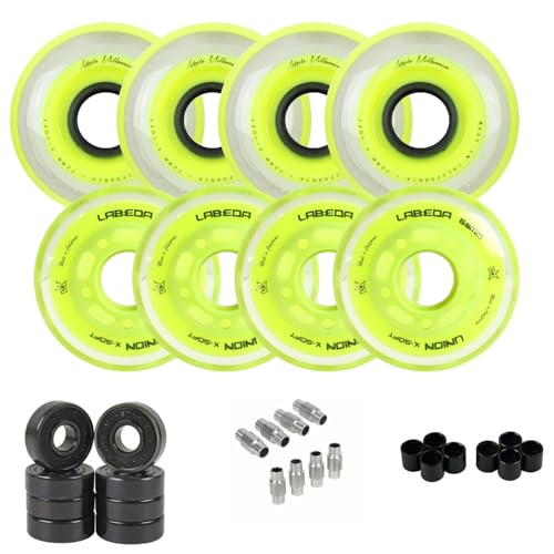 Labeda Roller Hockey Wheel Premium Youth Hilo Combo 68mm 72mm with Bearings Union + Millennium Yellow