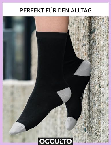Occulto 10 PAAR SOCKEN für DAMEN aus BAUMWOLLE (Modell: Gertrud) Schwarz-pink 39-42