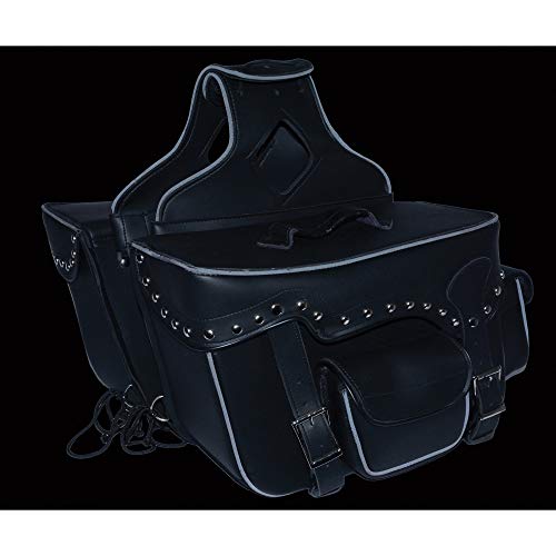 Image of Milwaukee Leather Studded Throw-Over Motorcycle Saddlebags - Synthetic Leather - Universal Fit - Zip-Off - Large