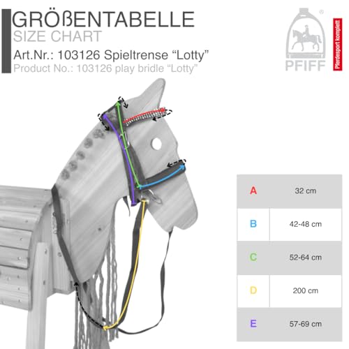 PFIFF 103126 Trensenzaum „Lotty“ für Spiel- & Holzpferde, Spieltrense, Trense für Spielpferd, Einheitsgröße, Lila