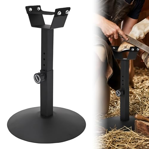 lukar Metal Farrier Stand for Horse Hoof Trimming Adjustable Height Horse Hoof Stand with 17 inch Wide Round Base Horse Trimming Shoeing Barefoot Available for Two Types of Support Rods