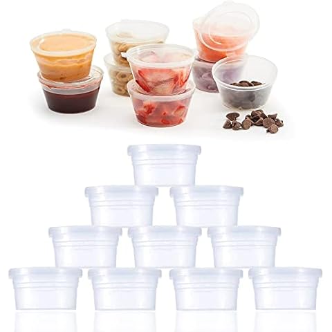 Caltecx - 2oz Reusable Sauce Pots With Lids Or Take Away Food Containers | Chillys food pots For Restaurants And other Uses Cover