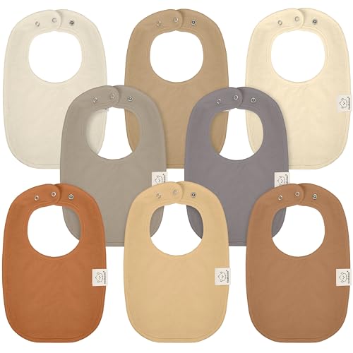 Image of 8-Pack Organic Baby Bibs for Boys, Girls - Soft Cotton Drooling and Teething Baby Bibs, Baby Girl Bibs, Baby Boy Bibs, Baby Drool Bibs for Baby Girl, Boy, Newborn Infant Bibs (Terracotta)