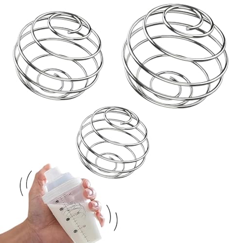 IENHDK 3 Stück Edelstahl Shaker Kugel Metall Shaker Ball Flaschenmischer In 3 Größen Stainless Steel Mixing Flaschenmischer Ball Kugel Protein Mixer Für Protein Blended Getränke