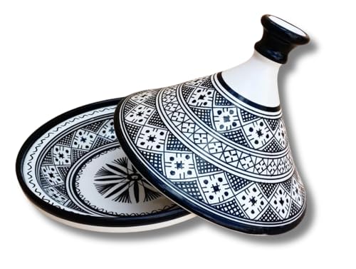 Handmade Moroccan Ceramic Tagine Pot, 10 inches Hand-Painted Clay Tagine for Serving, Authentic Moroccan for Kitchen & Dining, Tagine Lead Free