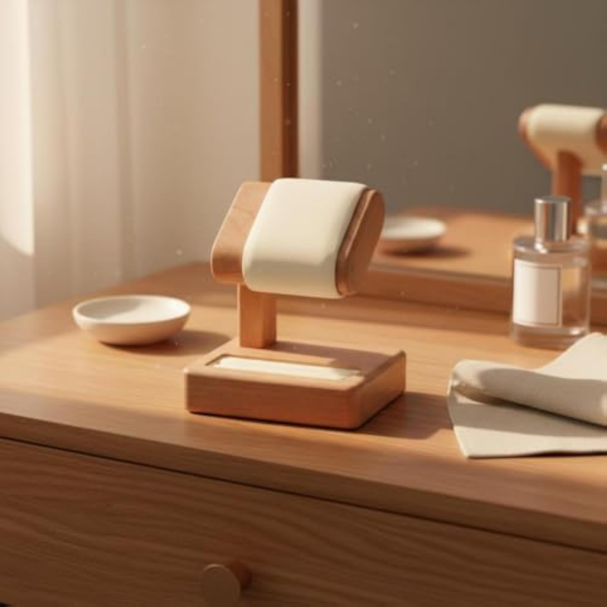 Padded Hardwood Watch Display Stand