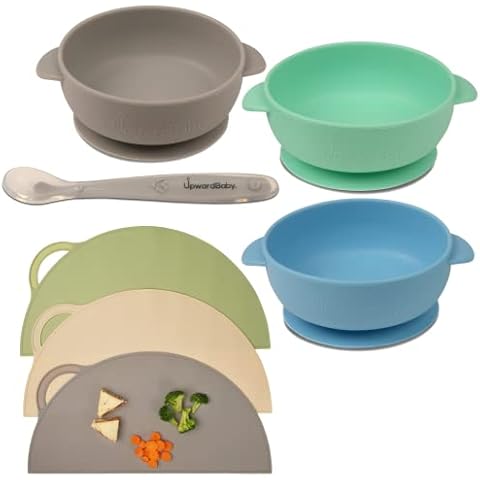UpwardBaby Suction Baby Bowls and Silicone Suction Placemats Set for Babies Kids and Toddlers Cover