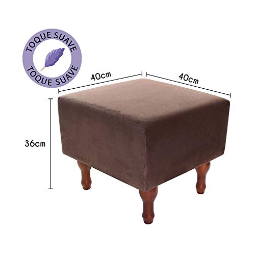 Puff Banqueta com Espuma 40x40cm Quadrado Suede Decorativo Pés Madeira BF Colchões