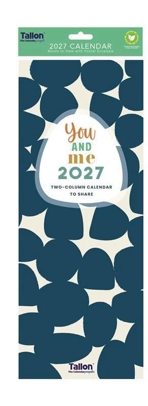 2027 Super Slim Month to View Spiral Bound Hanging Wall Calendar Home Office (You & Me) — image 1