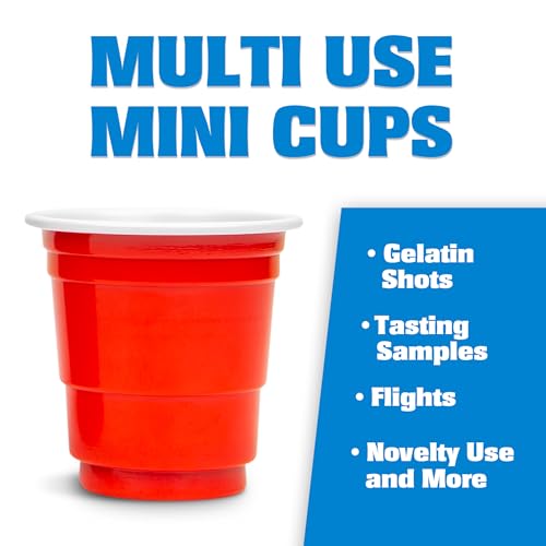 GoBig 200 Pack 2 oz Plastic Shot Cups - Mini 2oz Party Cups, Red