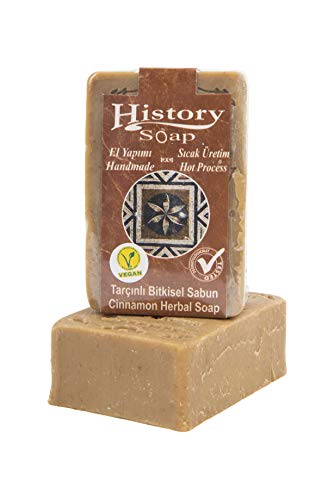 History Cinnamon & Olive Oil Natural Bath Soap - Vegan and Non-irritating Certified, Glycerine Soap with handmade traditional process - 6oz/170gr