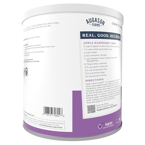 Augason Farms Dehydrated Apple Slices Certified Gluten Free Long Term Food Storage Large No. 10 Can