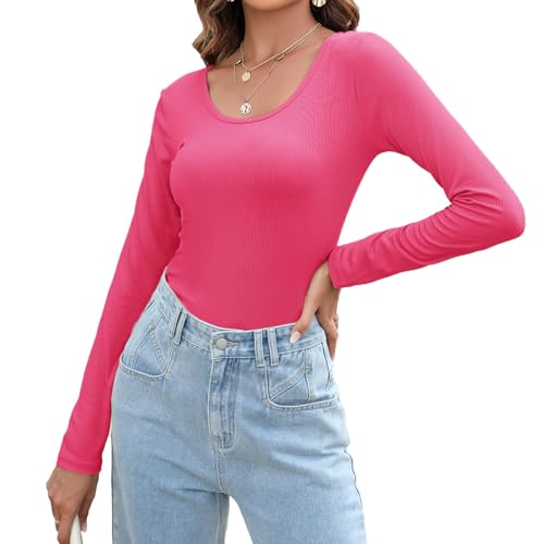 Manga de Mujeres, Camiseta de Camiseta para el Cuello para la Oficina Diaria de Viajes en el Hogar Fit Slim Top Soft Casual Strightery (M)