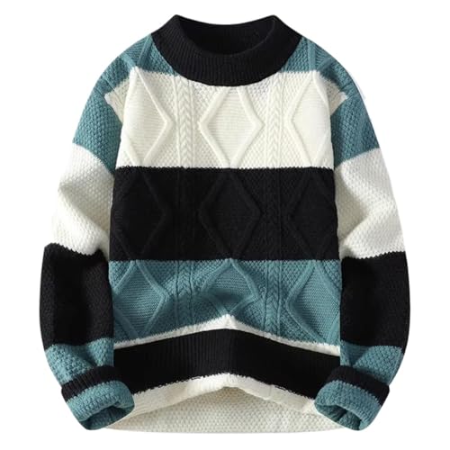 Men Stripe Pattern Autumn Winter Sweaters Autumn Winter Loose Knitwear Thick Warm Pullovers M-4XL