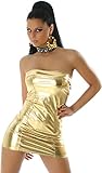 Unbekannt Bandeau Minikleid Kleid Leder-Latex-Look Gr. 34-38 Gold
