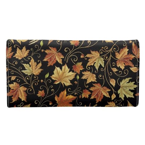 Image of AFPANQZ Womens Wallets, Leather Trifold Multi Card Holder Slots Wallet, Hummingbird Maple Leaf Elegant Clutch Phone Holder Zip Inner Pocket Multi-Cards Slots Large Travel Wallet
