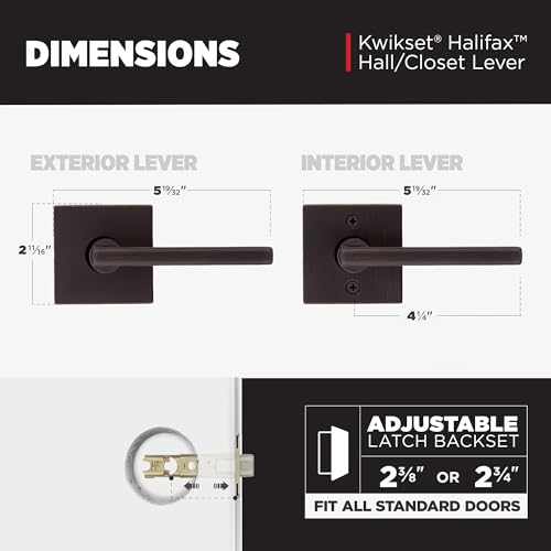 Kwikset 720HFLSQT-11P Halifax Interior Passage Door Handle, Lever For Closet And Hallway Doors, Reversible Non-Locking Handle Lever, Venetian Bronze thumb #7
