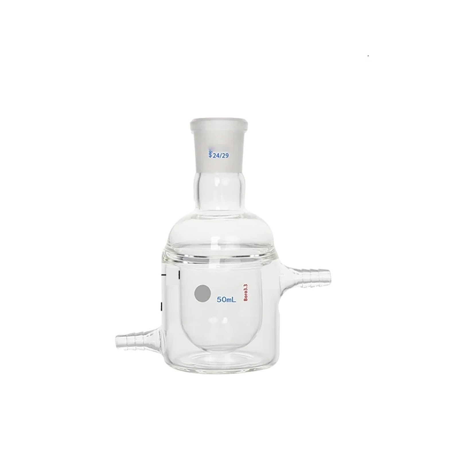 Botella de reacción con camisa de doble capa, Reactor de puerto único, cristalería de matraz de laboratorio de fondo(100ML-24)