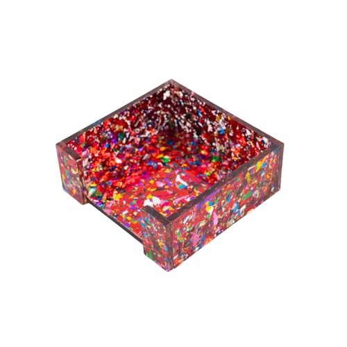 Ksicwou Confetti Acrylic Sticky Note Holder Cute, Self Stick Note Pad Holder, Memo Pad Dispenser Organizer for School Office Home Desk Accessories