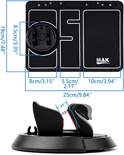 Image of MAK Anti-Slip Car Dashboard Mat & Mobile Phone Holder Mount with Car Perfume -White Lining