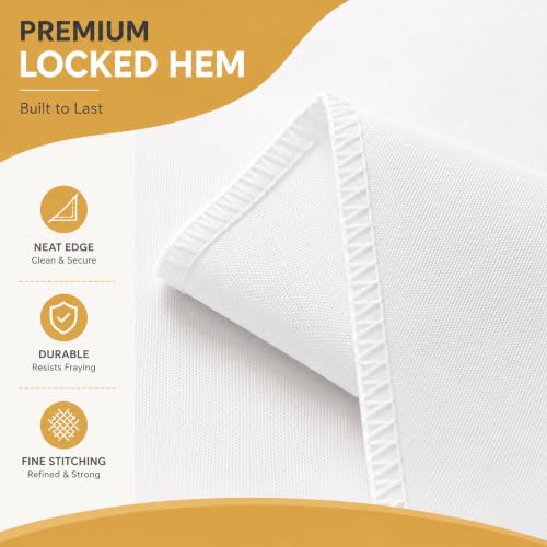 Image of 2-Pack Round 120-inch White Table Cloths, Solid Stain and Wrinkle Resistant Circular Tablecloth, Premium Plain Weave Polyester Fabric Table Linen Covers for Hotel, Banquet