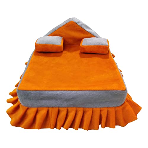 Laddu Gopal Bed bicolore orange et gris, lit de repos pour rituel pooja