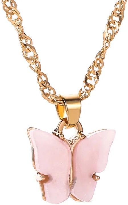 Butterfly Necklace For Women 18K Thin Chain Rose Gold Butterfly Pendant - Image 7