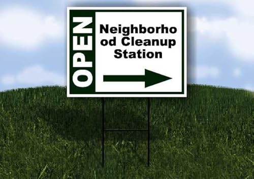 Neighborhood Cleanup Station Open Right Arrow Green Single Sided 18x24