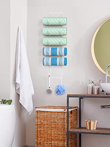 Elbourn Towel Rack Wall Mounted Metal Wine Rack Washcloths Bathrobe Storage Shelf Organizer Hand Towels Holder For Bathroom Cloakroom - White #TOP3