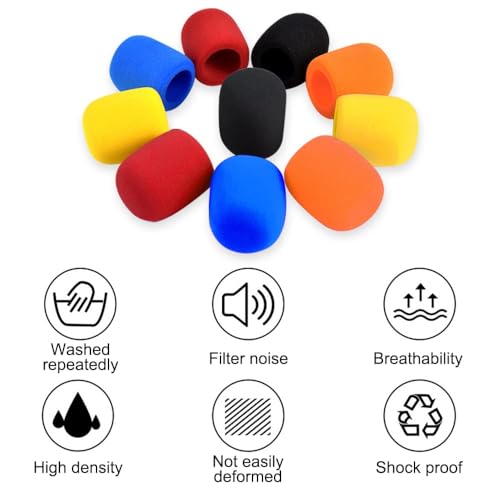 RETON 2 Stück Mikrofon Flag Station Square Cube Geformt Interview Mic Logo mit 10 Stück Mikrofon Schaum Abdeckung für Reporter KTV Host(2 Flaggen+10 Schaum Abdeckung)