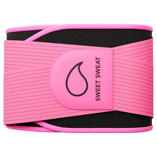 Sports Research Sweet Sweat Waist Trimmer Pro Series - Premium Sweat Enahancing Fitness Belt w/Adjustable Straps for Back Support & Tighter Cinch - Pink (XL-XXL)