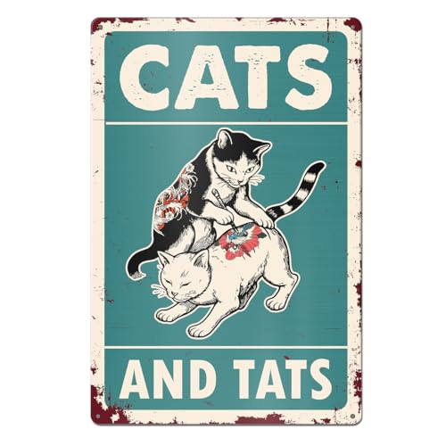 Japanese Cats Tattoo Studio Wall Sign 8x12 Inches