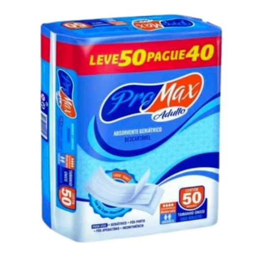 Absorvente Pro Max Adulto Geriatra Pós Parto e Pós Operátório Com 50 Unidades