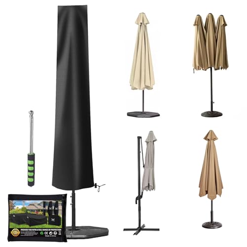 PATWING Sonnenschirm Schutzhülle mit Stab - 600D Oxford Abdeckung für Ampelschirm 2 bis 4 M, Wetterfest, Wasserdicht, UV-Anti und Robustheit, Sonnenschirm Hülle