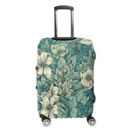 Leaves And Flowers Elastic Luggage Cover Suitcase Protector for 19-32 Inch Suitcases | Universal Stretchable Travel Bag Cover | Anti-Scratch, Washable with Zipper Closure S4