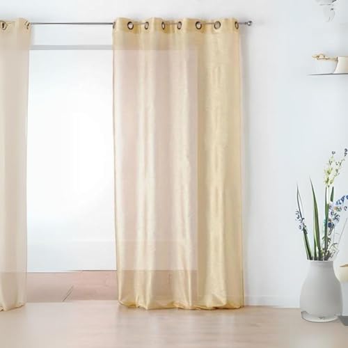 Linder Voilage à Œillets Polyester/Polyamide Or 145 x 240 cm