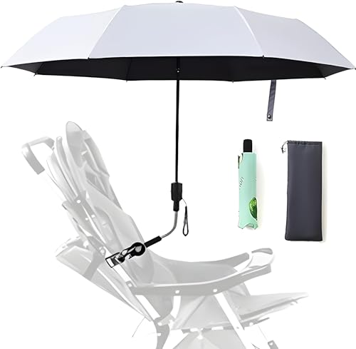 Nakazawa Universal Baby Stroller Sun Protection Parasol, with Umbrella Clip Fixing Device, UPF 90+ UV Protect Pushchair Sun Parasol (Silver)