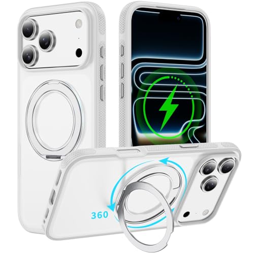 �y�����O�X�^���h Magsafe�Ή��z iPhone 17 Pro Max �p �P�[�X �}�O�l�b�g ���� �y�� �ϏՌ� TPU �A�C�t�H��17�v���}�b�N�X �J�o�[ (�z���C�g, iPhone 17 Pro Max)