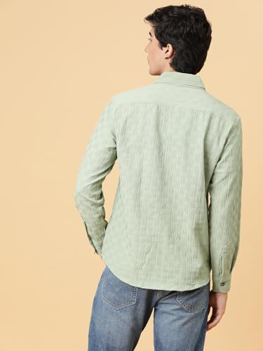 Image of KOTTY Men's Textured Casual Shirt - Long Sleeve||Button-Down Collar||Classic Fit