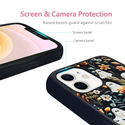 Onemiliayears Cute Small Spooky Halloween Ghost Phone Case, Flower Ghost Compatible with iPhone 12/12 Pro Case, Soft Silica Gel Frame Support Phone Case for Teen Girls and Boys, Women and Men by Onemiliayears - Used condition - Image 4