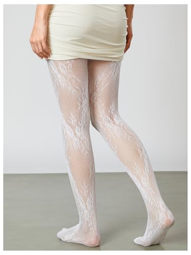 Image of RoseSeek Women's Floral Lace Fishnet Tights Kawaii Y2K See Through Stocking