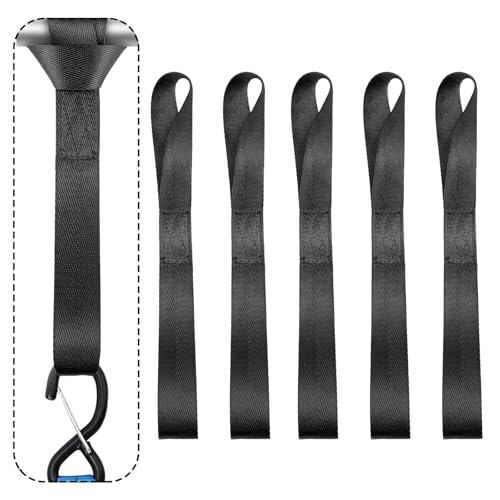 GisWell Lot de 6 sangles d'arrimage de chargement, doubles boucles d'arrimage, compatibles avec Voiture, Camionnette, SUV, Motocyclette, Vélo, ATV, UTV, Remorque, Noir, Nylon