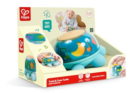 Hape Tortue Musicale, Jouet Musical dès la Naissance, Jouet éducatif avec Fonction sonore et rotative, Jouet sensoriel pour favoriser la Concentration et la motricité, Twist & Tune Turtle