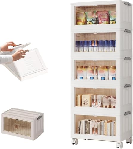 収納ボックス 折り畳み 蓋付き プラスチック キャスター 大容量 装着不要多機能押入れ 積み重ね可能 収納キャビネット 収納ケース 組み合わせ自由 マグネット開閉 観音開きタイブ押入れ 衣装ケース 衣類/布団/おもちゃ/小物 高耐荷 防塵 防湿 厚み 省ス