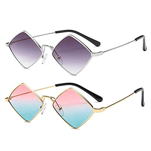 Image of ENTHYI Diamond Shape SunGlasses for Men /Women Metal Quadrilateral Frame Shades Film Sun glasses UV Protection