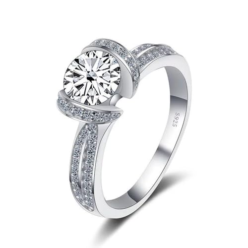 SDGBCXD, Anillo de compromiso de moissanita for mujer, 1 ct D Color VVS1, anillo de boda de moissanita, anillo de diamante amarillo/azul/rosa con certificado,Anillos de diamantes(White,9)