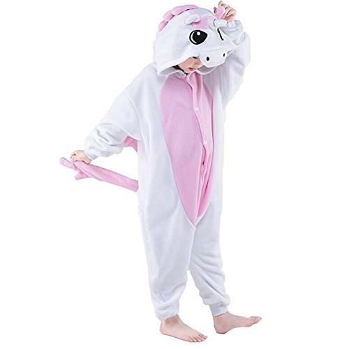 Mescara Licorne Pyjama Kiguruma Combinaison Vêtement de Nuit Cosplay Costume Déguisement Unicorn pour Enfant Unisex - Rose Taille 105 Cover