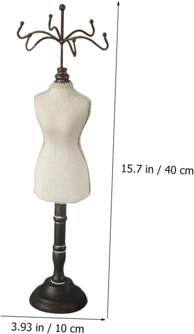 CHILDWEET Rotating Earring Doll Necklace Holder Earring Stand Jewelry Tree Stand Jewelry Holder Stand Mannequin Necklace Display Bracelet Display To Rotate Wooden Storage Dress