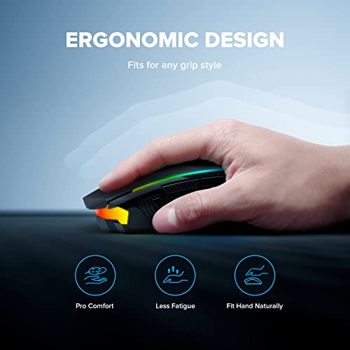 Redragon Gaming Mouse, Wireless Mouse Gaming With Rgb Backlit,8000 Dpi,Pc Gaming Mice With Fire Button, Macro Editing Programmable Mouse Gamer,70Hrs For Windows/Mac, Rechargeable, Black, M910-Ks #TOP6