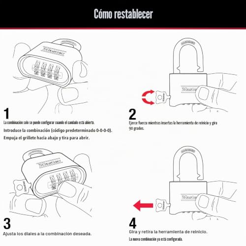Candado de combinación Master Lock 178D negro de alta resistencia 6